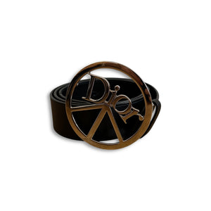 Christian Dior by John Galliano SS05 Peace Logo Buckle Leather Belt