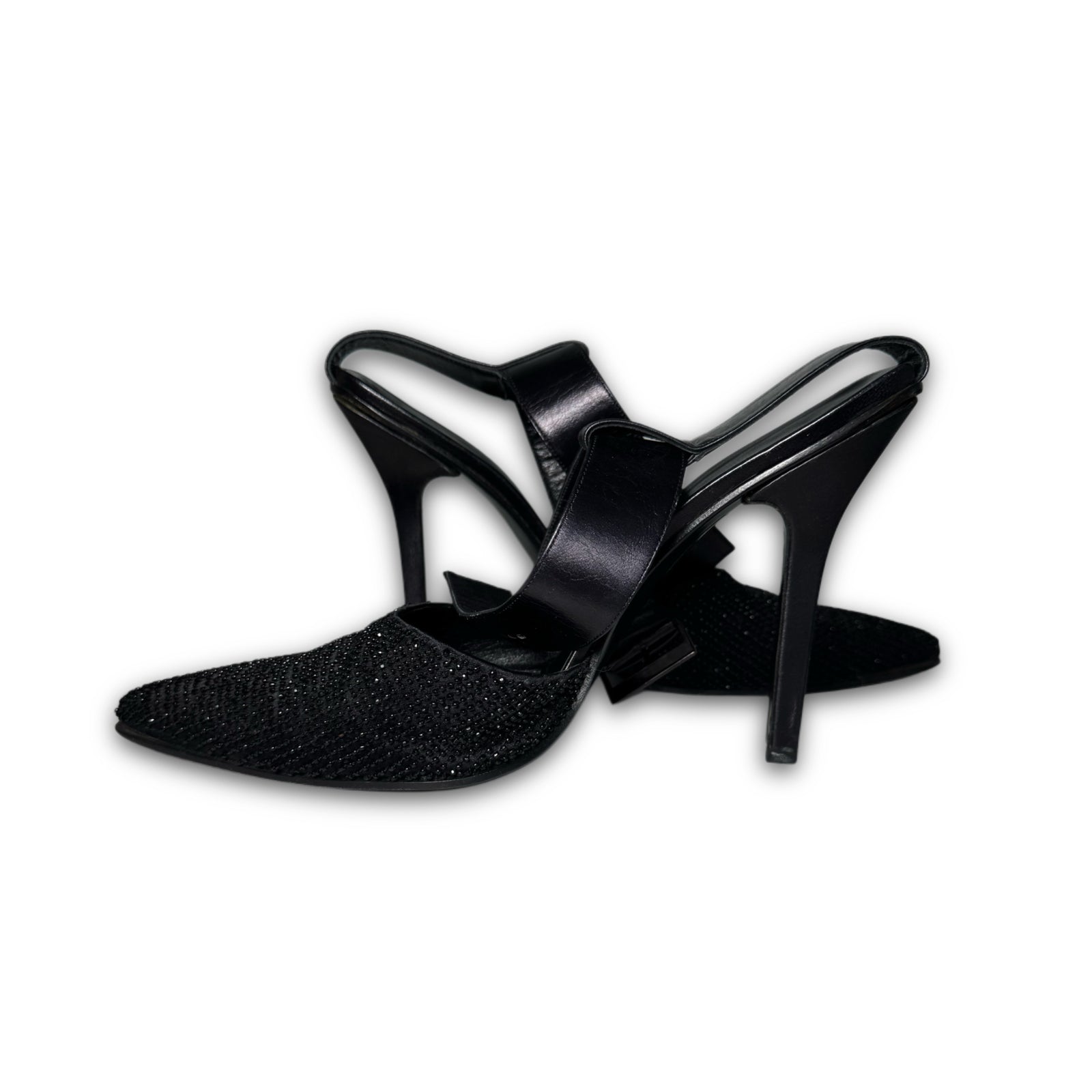 Gucci 1997 by Tom Ford Swarovski Crystal Beaded Ankle Strap Heels