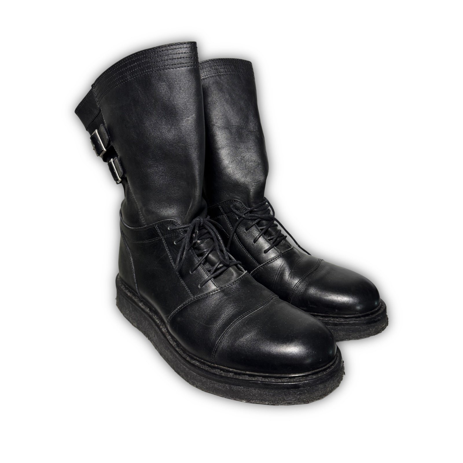 Balmain by Christophe Decarnin Belted Engineer Leather Boots