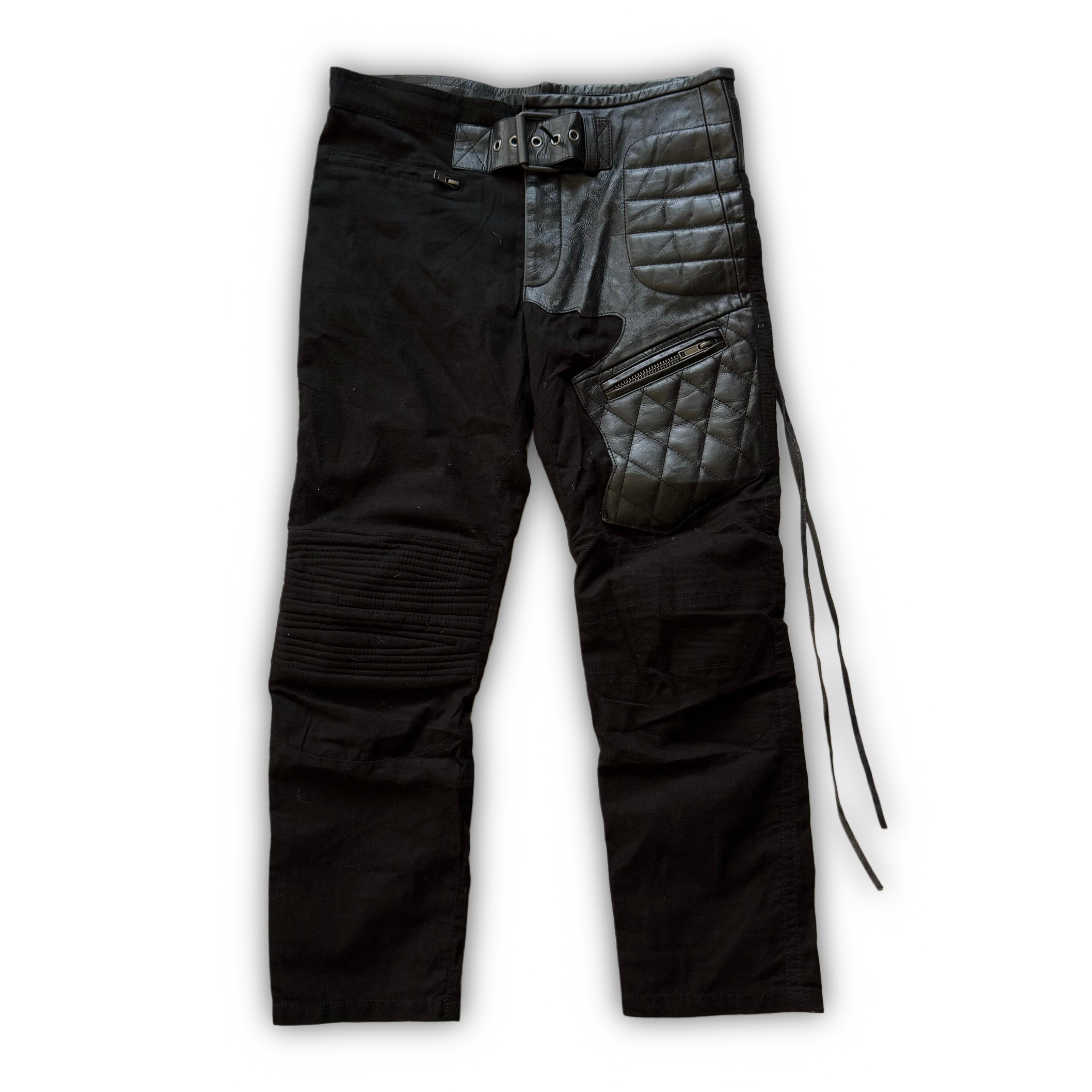 Haider Ackermann FW17 Leather Biker Patch Belted Pants - Ākaibu Store