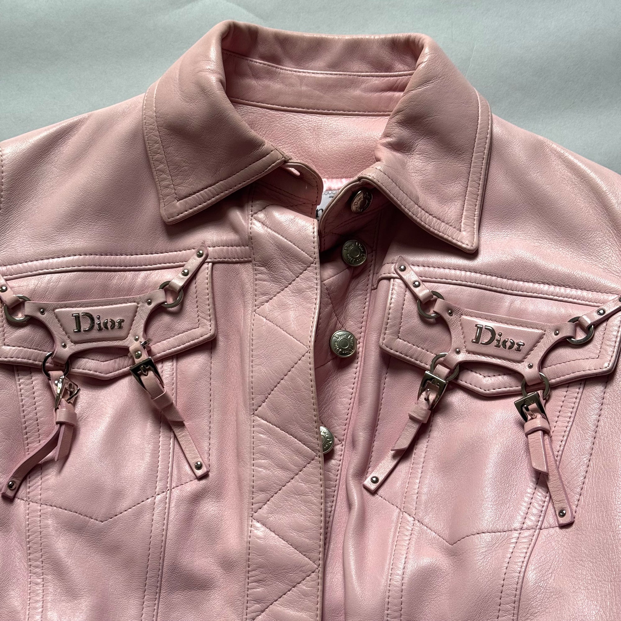 Christian Dior SS04 by John Galliano Bondage Pink Leather Jacket