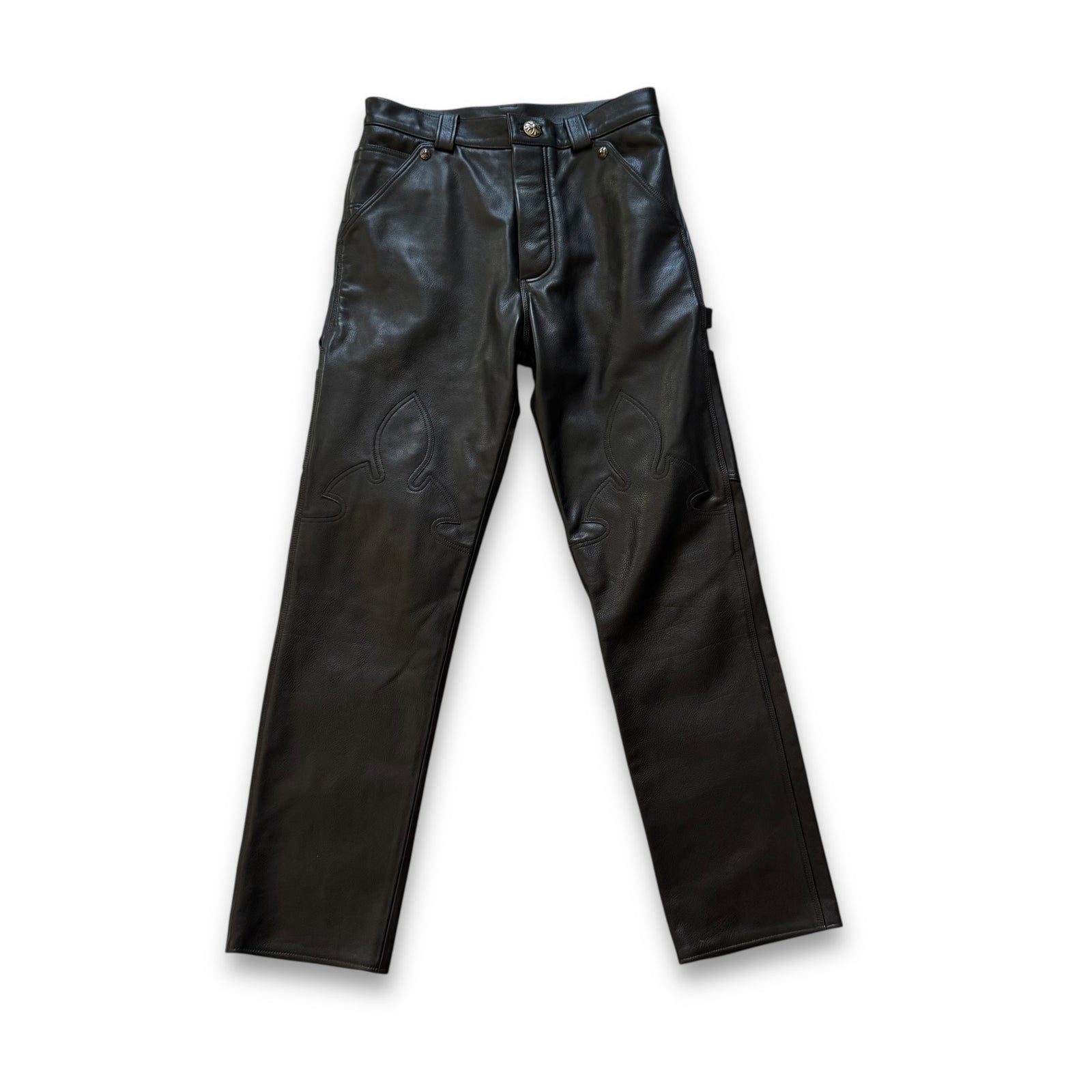 Chrome Hearts Fleur De Lis Biker Leather Pants