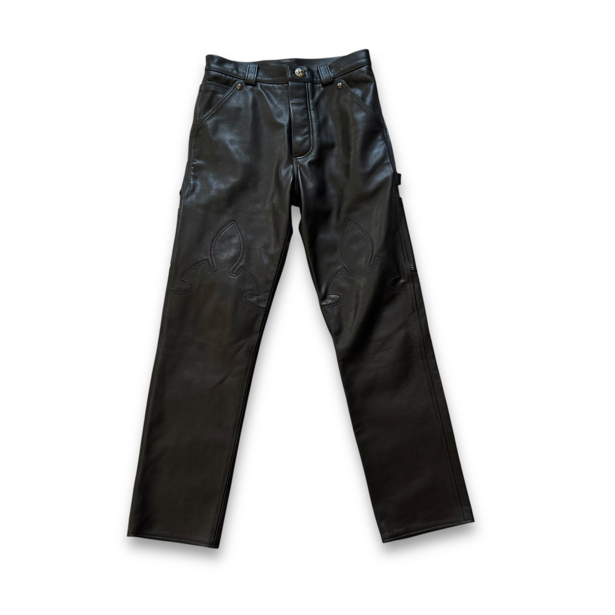Chrome Hearts Fleur De Lis Biker Leather Pants