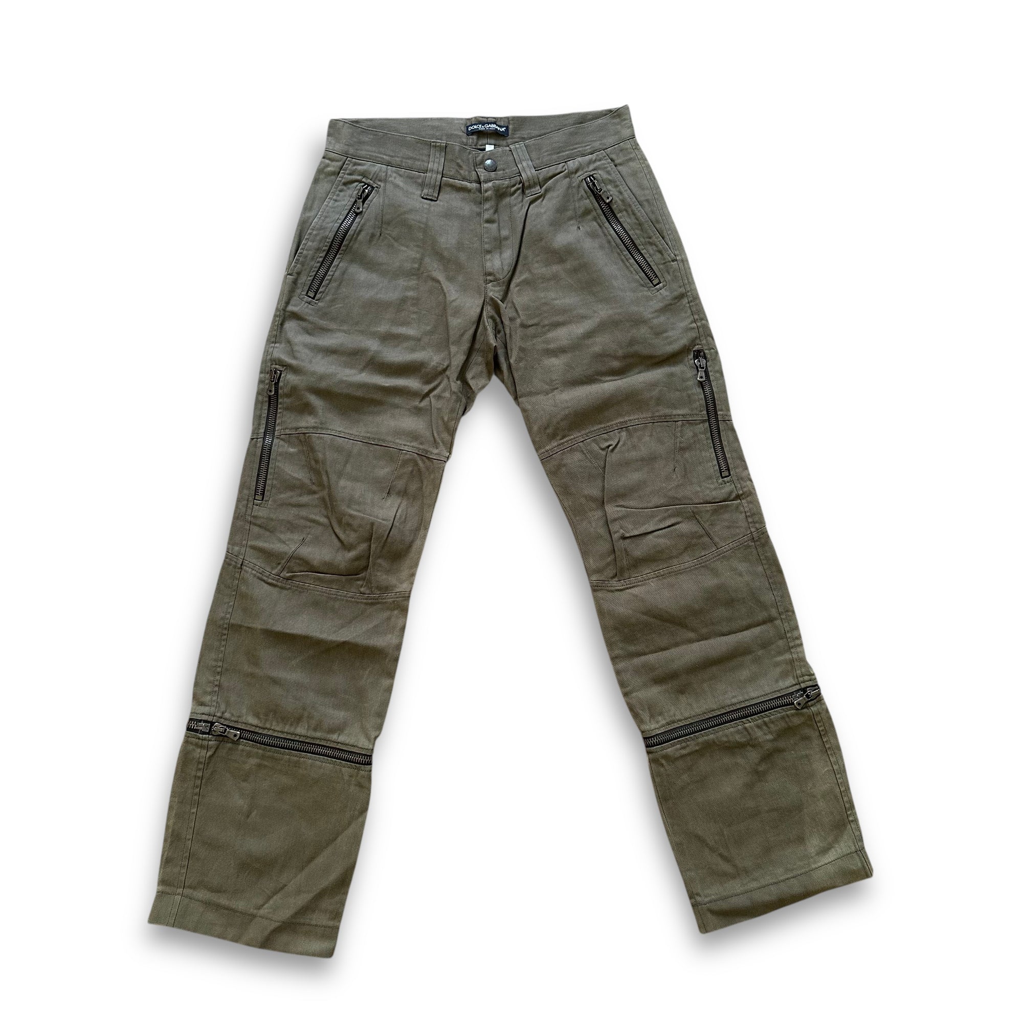 Dolce & Gabbana FW03 Khaki Multizip Cargo Pants