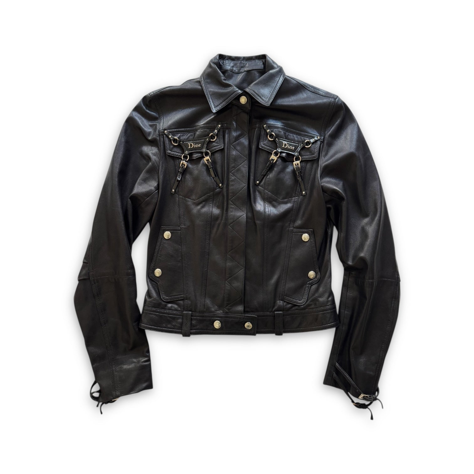 Christian Dior SS04 by John Galliano Bondage Black Leather Jacket