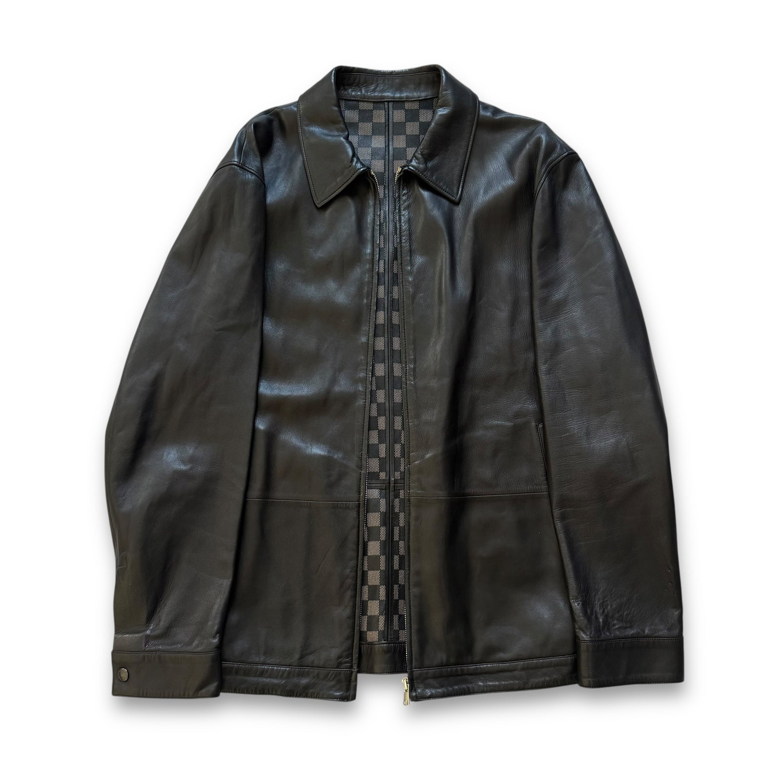Louis Vuitton 2000s Damier Lined Leather Jacket
