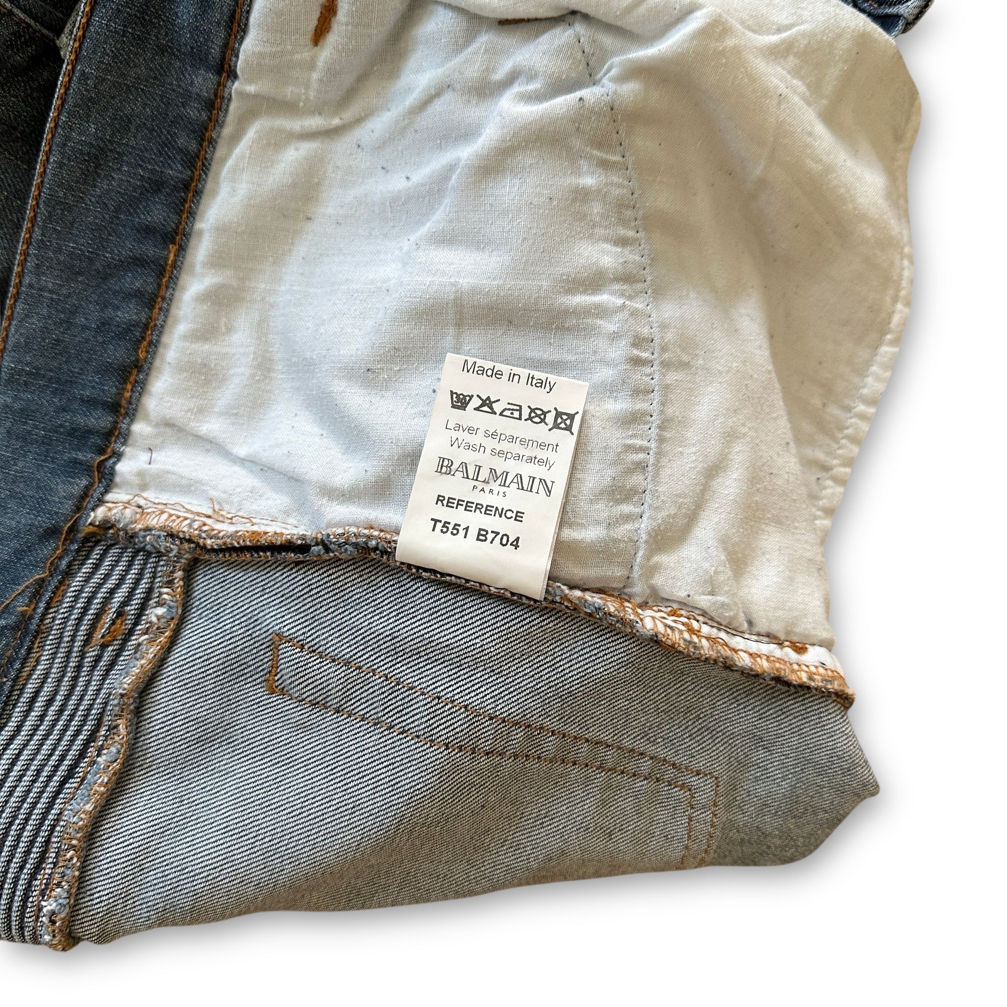 Balmain FW11 Decarnin Washed Blue Biker Denim