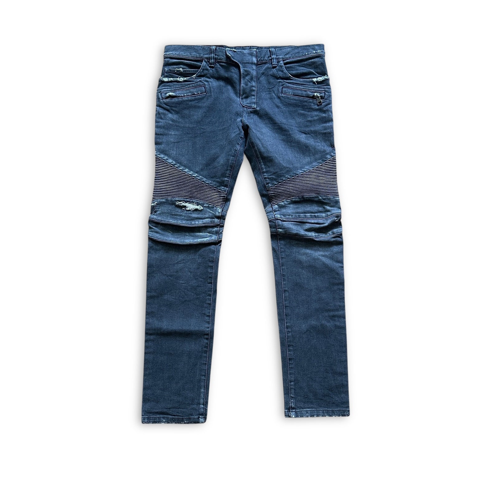 Balmain SS14 Washed Black Biker Denim