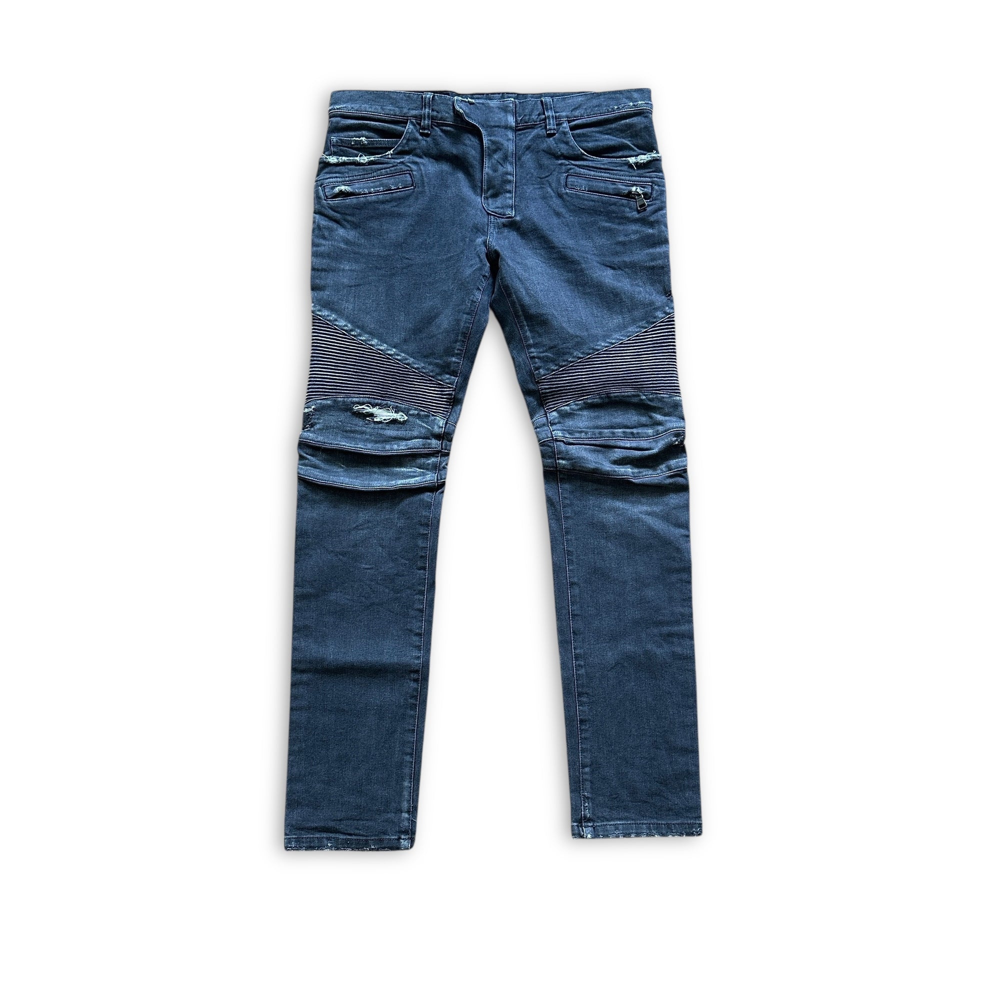 Balmain SS14 Washed Black Biker Denim