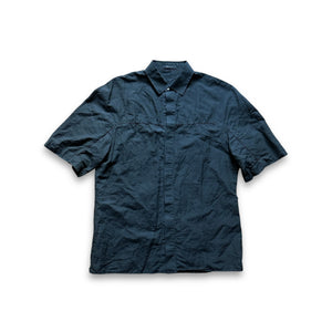 Berluti Anthracite Linen Short Sleeve Shirt