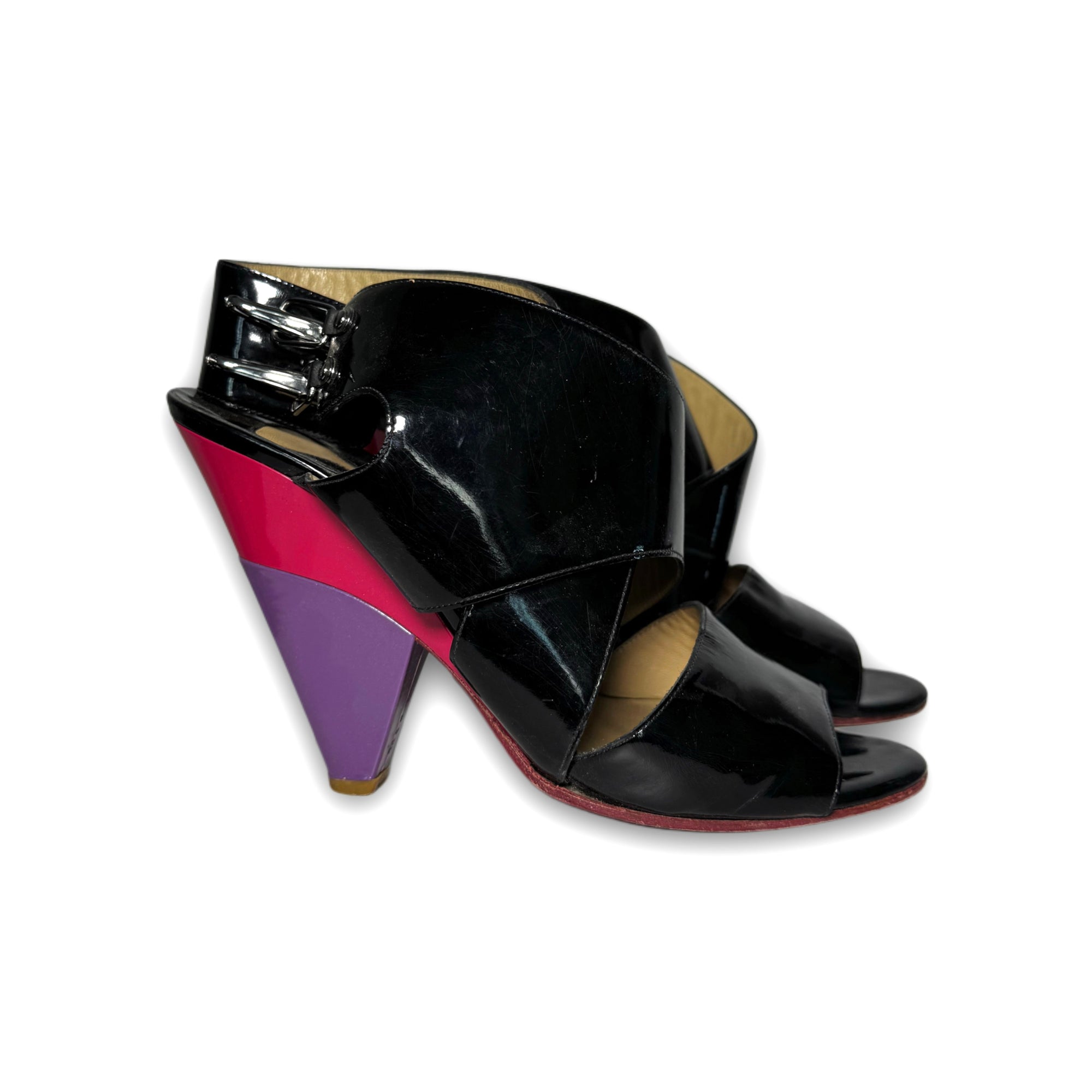 Chloe 2000s by Phoebe Philo Multicolor Patent Leather Strap Heels