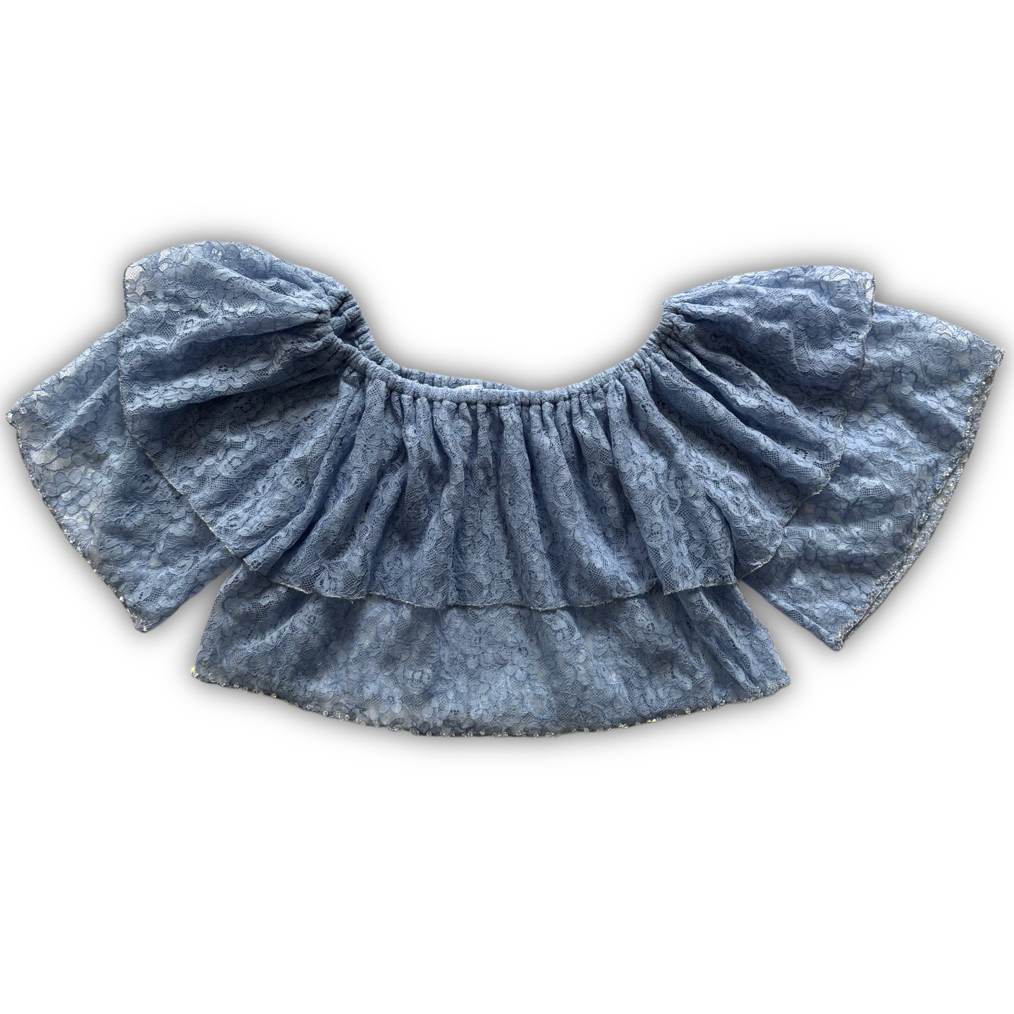 Chanel 2024 Rushed Layered Floral Crystal Embellished Crop Top Sample