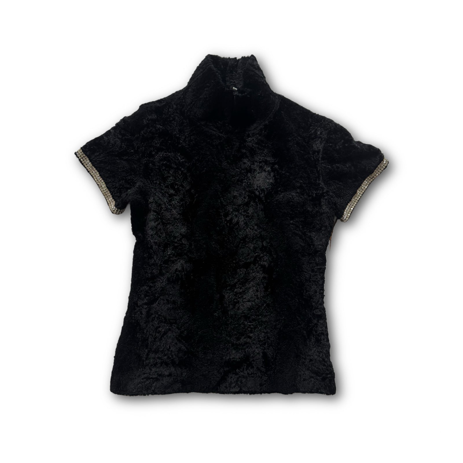 Helmut lang 90s Crystal Embellished Faux Fur Top