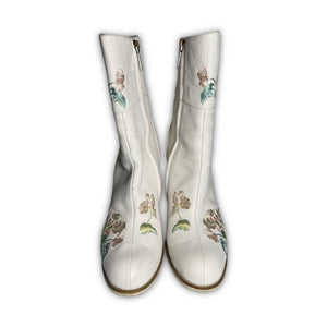 Christian Dior by John Galliano SS05 Floral Embroidered Leather Heeled Boots