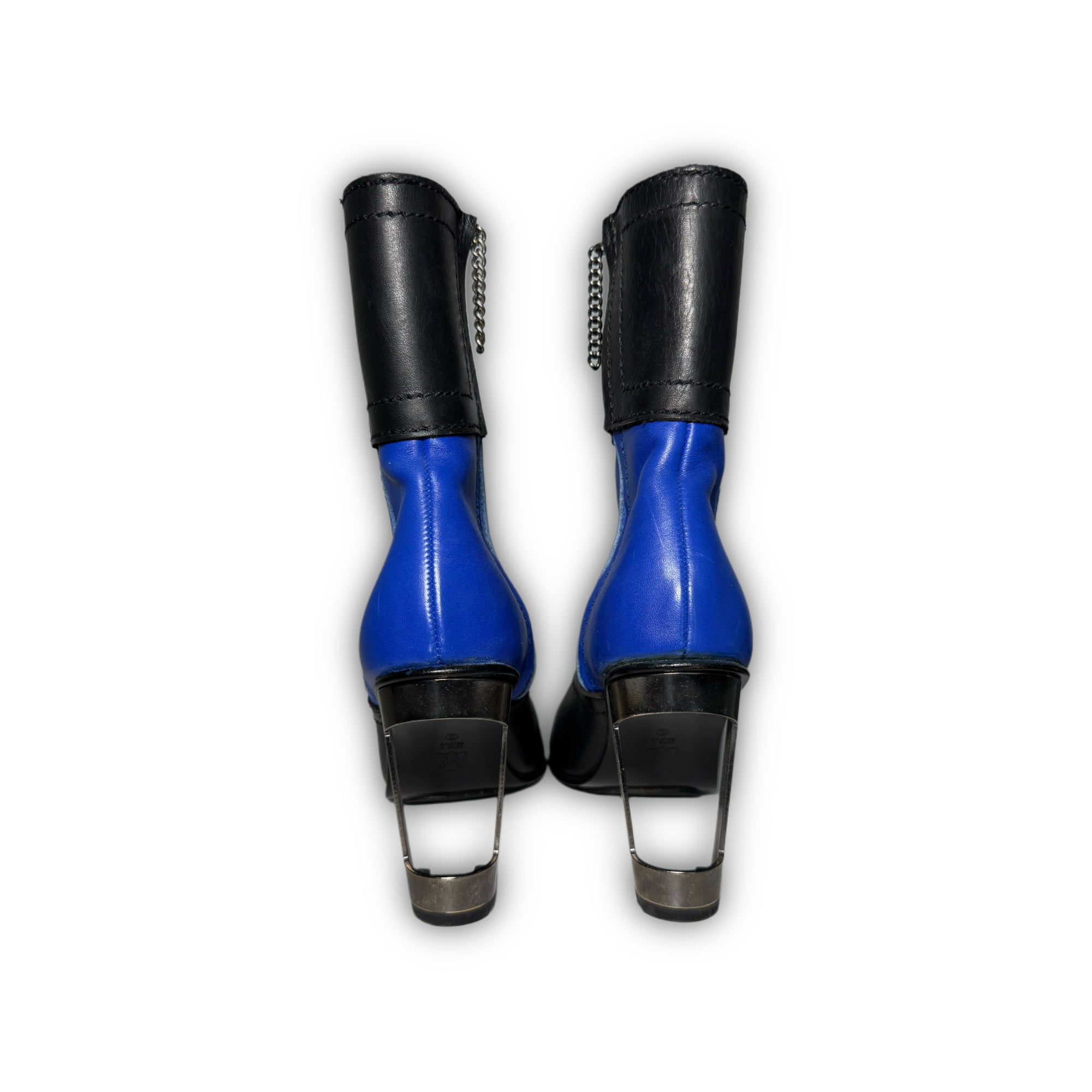 Dirk Bikkembergs 2001 Paneled Leather Metal Heel Zip Boots