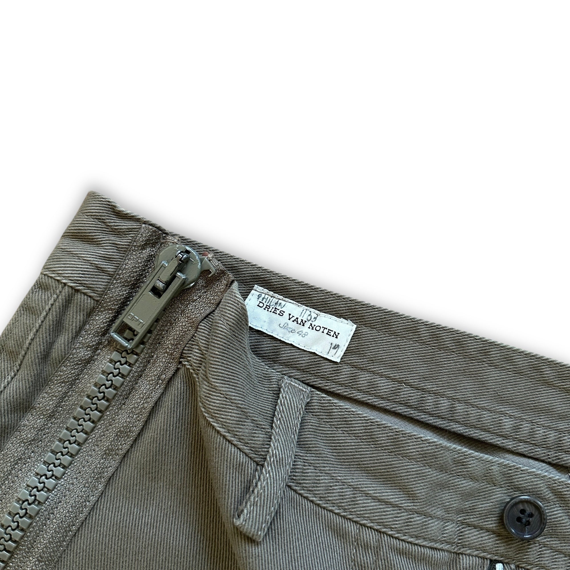 Dries Van Noten FW14 Olive Zippered Moto Biker Pants