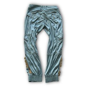 Christian Dior SS04 Baby Blue Nylon Buttoned Capri Pants