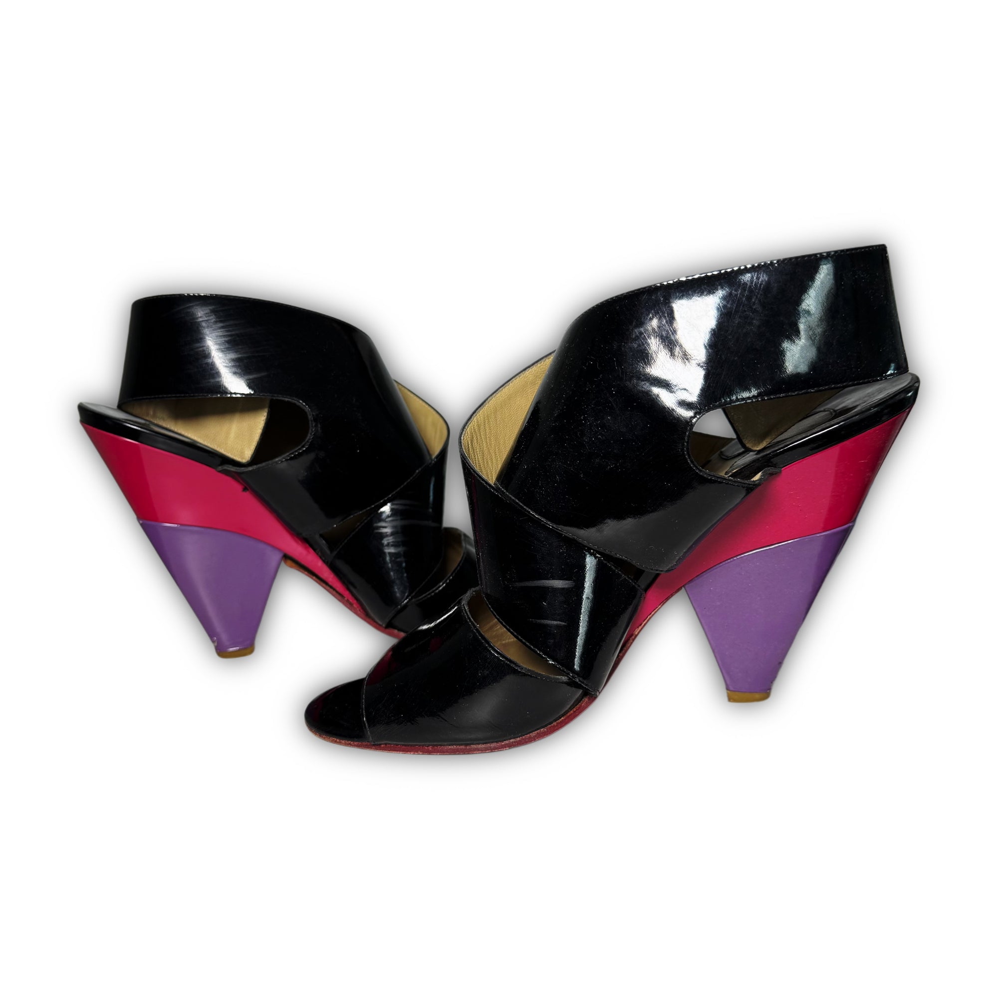 Chloe 2000s by Phoebe Philo Multicolor Patent Leather Strap Heels