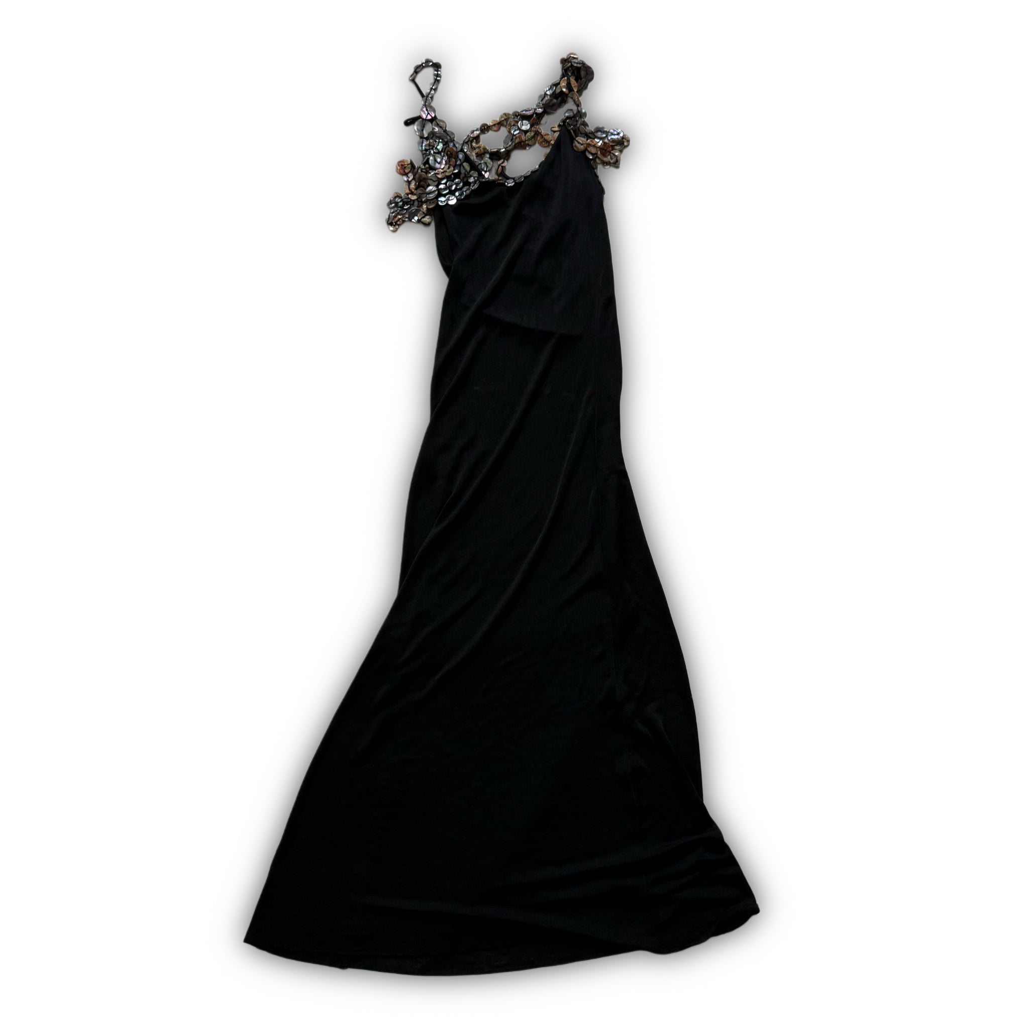 Jean Paul Gaultier 90s Mother of Pearl Embellished Black Dress - kaibu Store Jean Paul Gaultier 90s Mother of Pearl Embellished Black Dress - kaibu Store