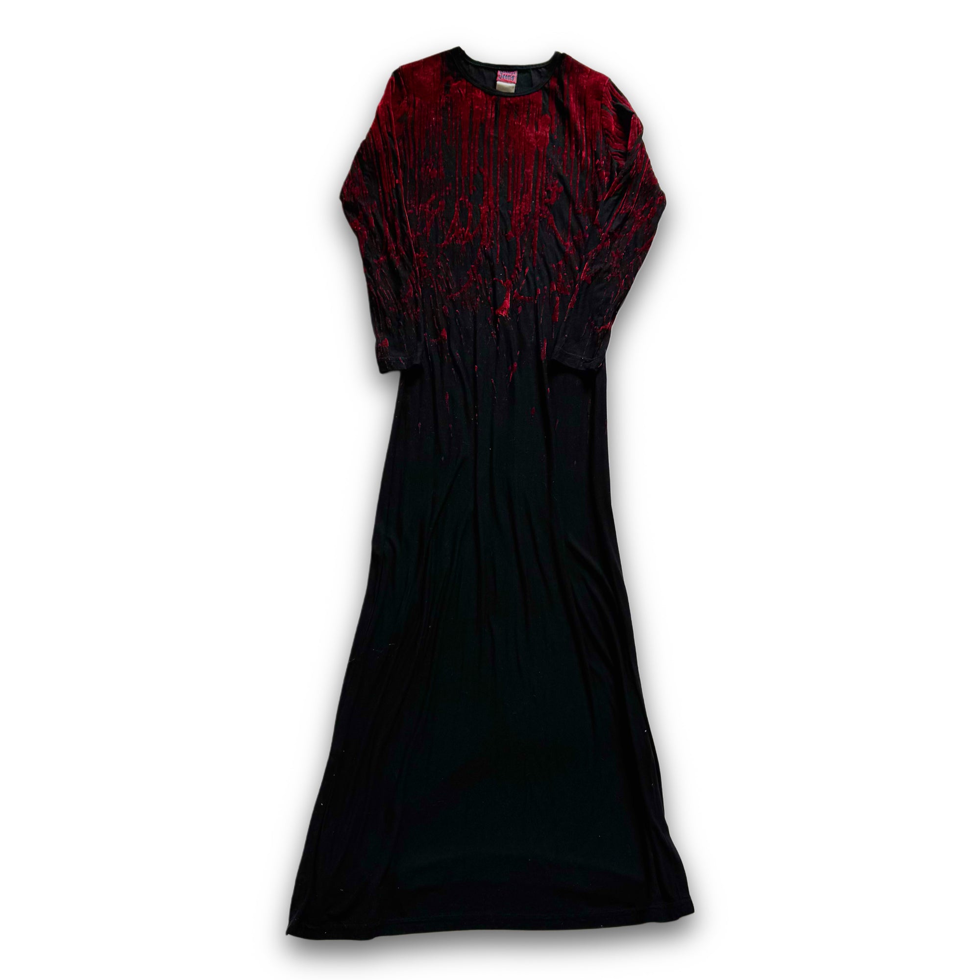 Jean Paul Gaultier Jeans AW98 Blood Drip Black Velvet Nylon Dress
