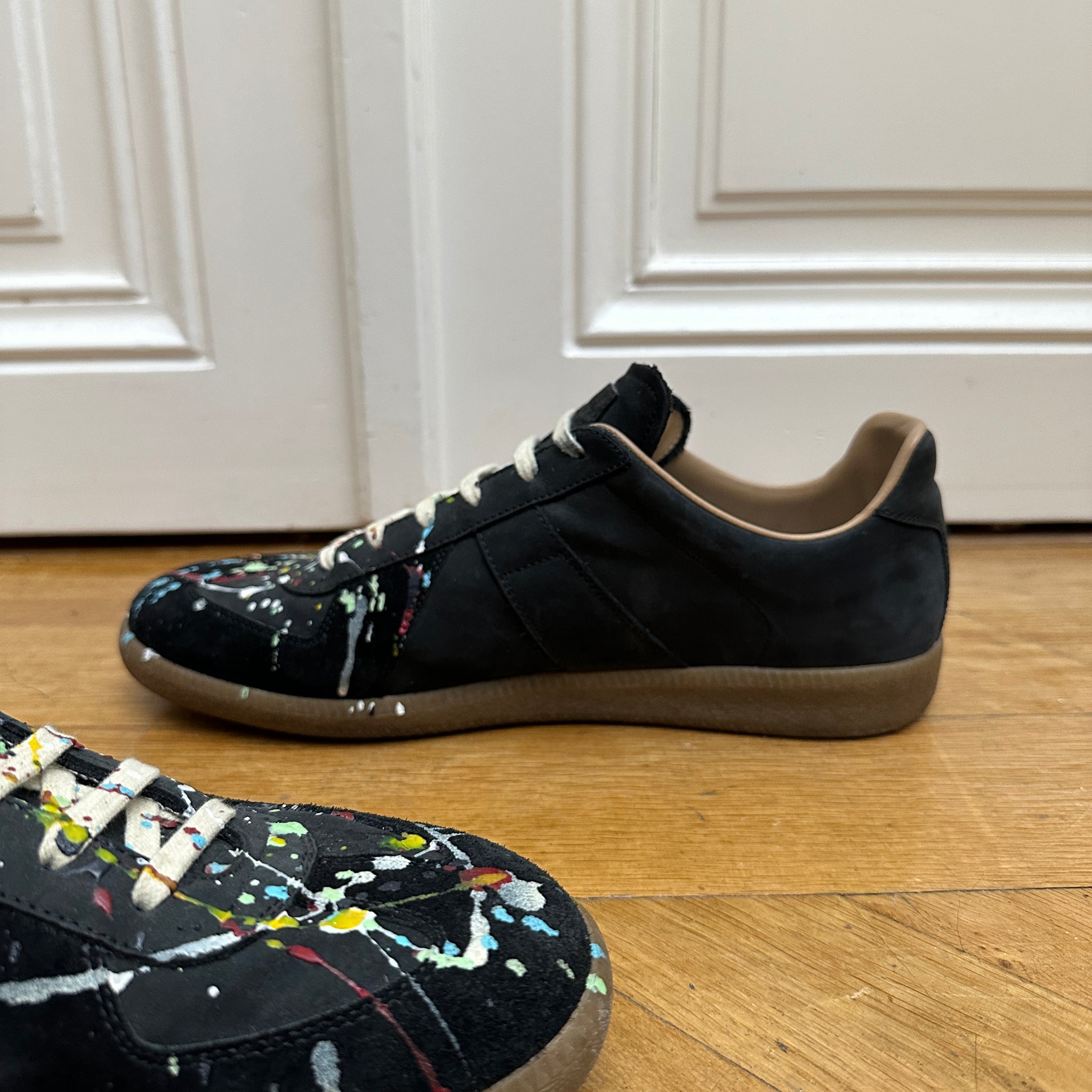 Maison Martin Margiela Black Suede Paint Splatter GATs - Ākaibu Store