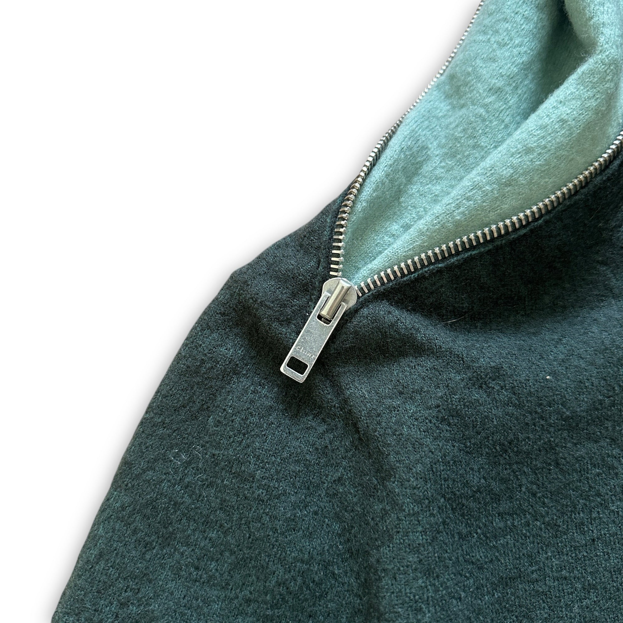 Céline by Phoebe Philo Zipped Contrast Collar Ribbed Wool Dress