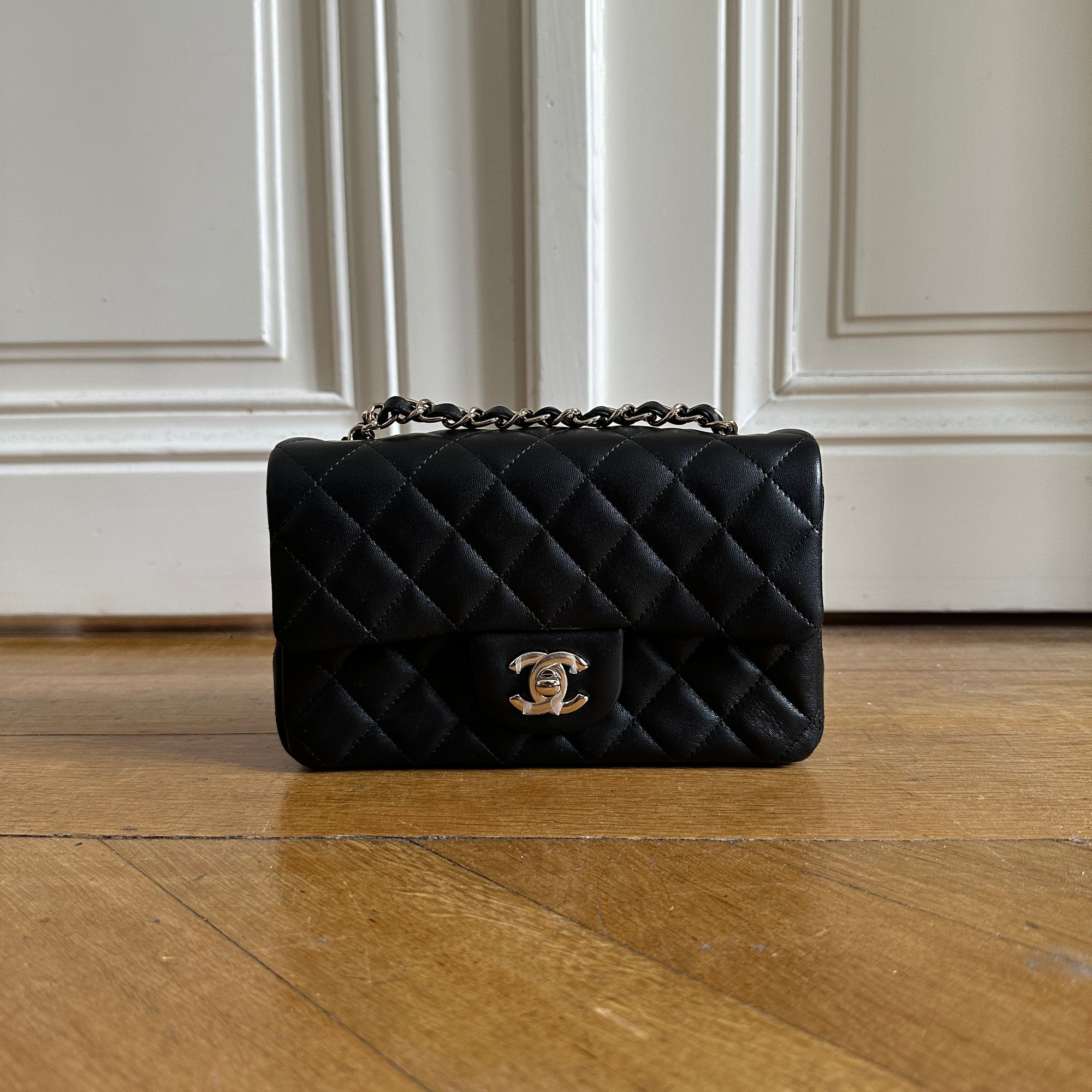 Chanel Classic Black New Mini Flap Bag Quilted Lambskin