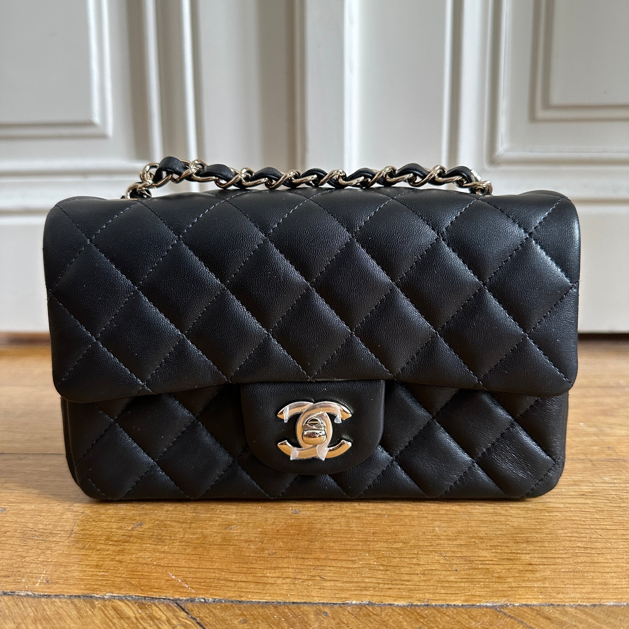 Chanel Classic Mini Rectangular 17C Black Quilted Caviar with
