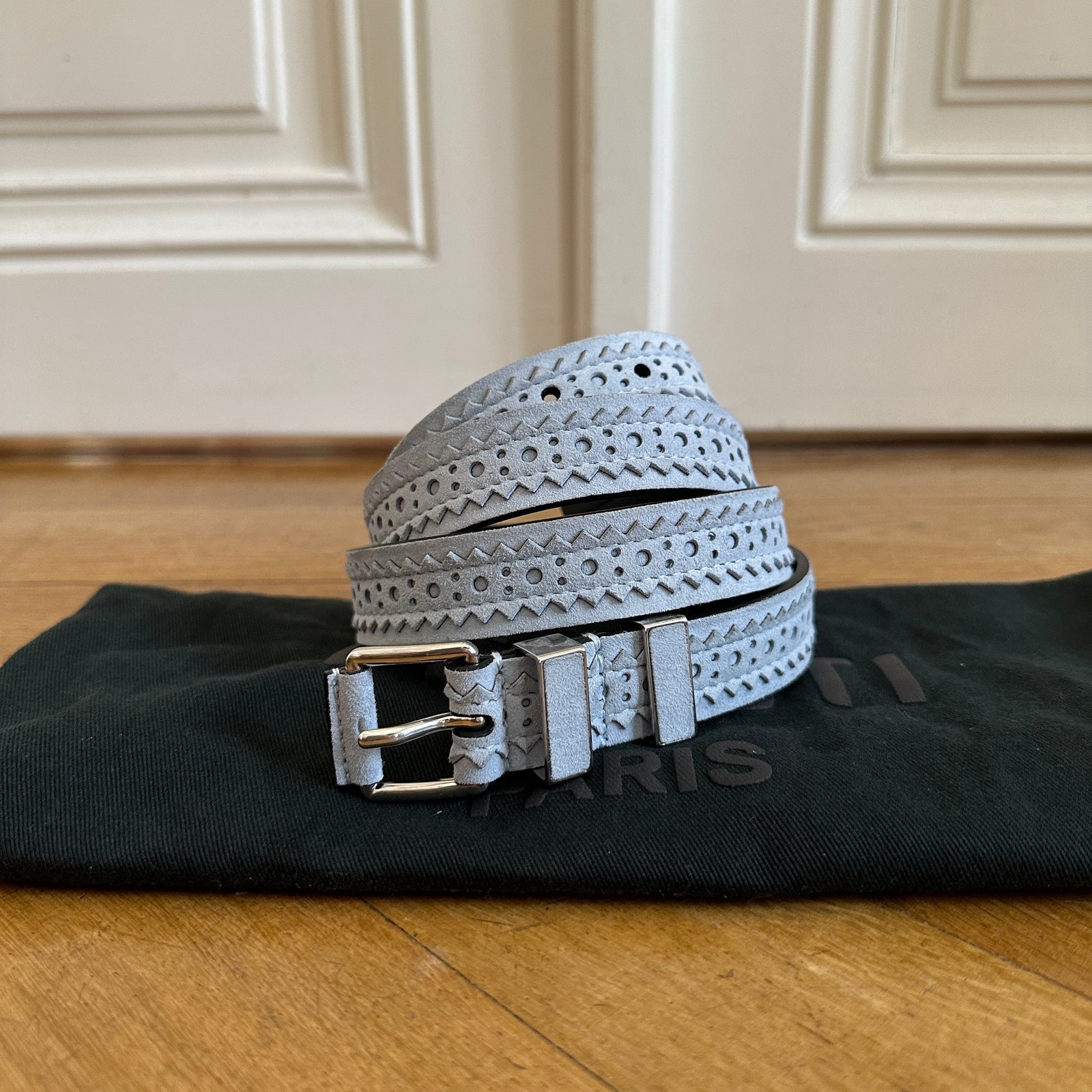 Berluti by Haider Ackermann FW17 Front Brogue Suede Belt