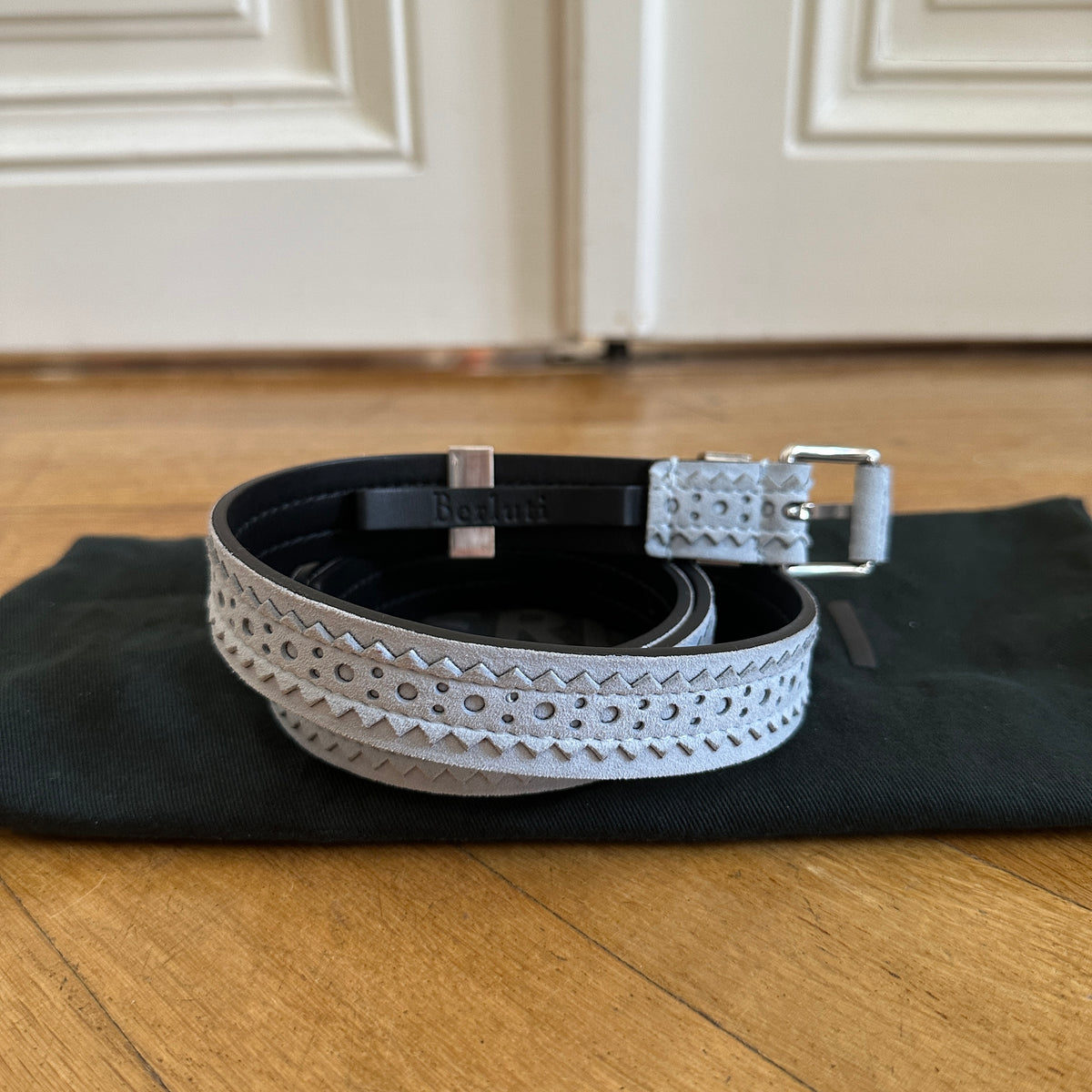 Berluti by Haider Ackermann FW17 Front Brogue Suede Belt