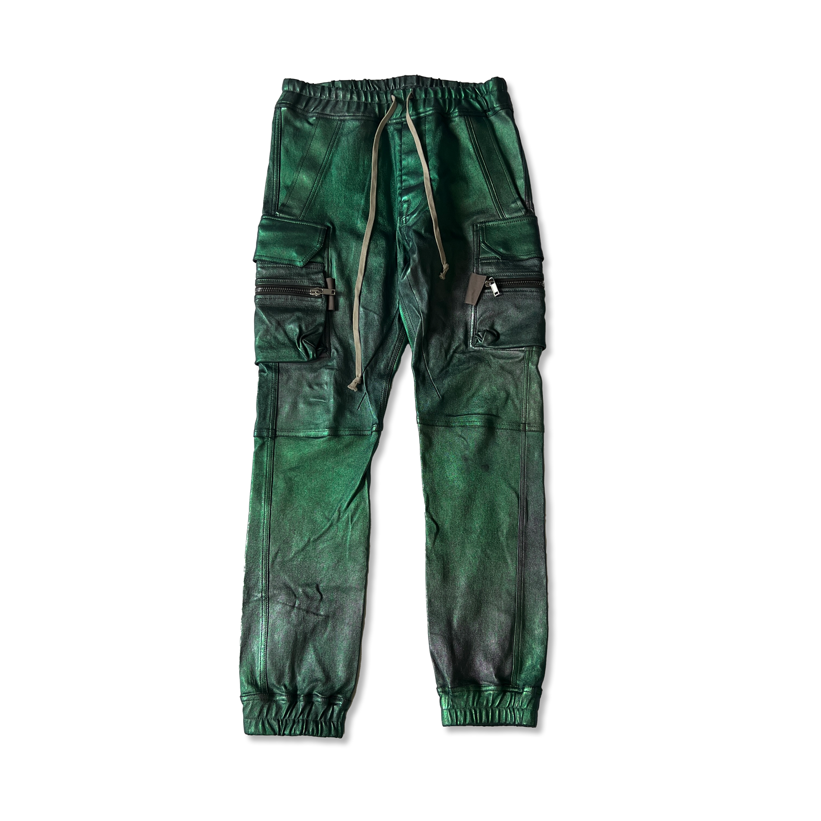 Rick Owens Mastodon Cargo Iriscendent Leather Pants