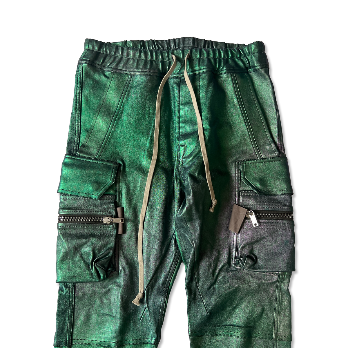 Rick Owens Mastodon Cargo Iriscendent Leather Pants
