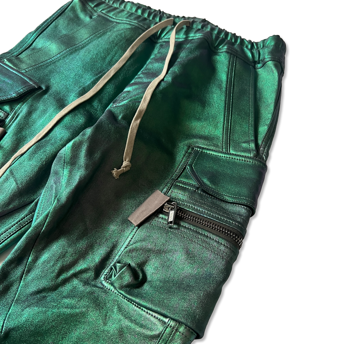 Rick Owens Mastodon Cargo Iriscendent Leather Pants