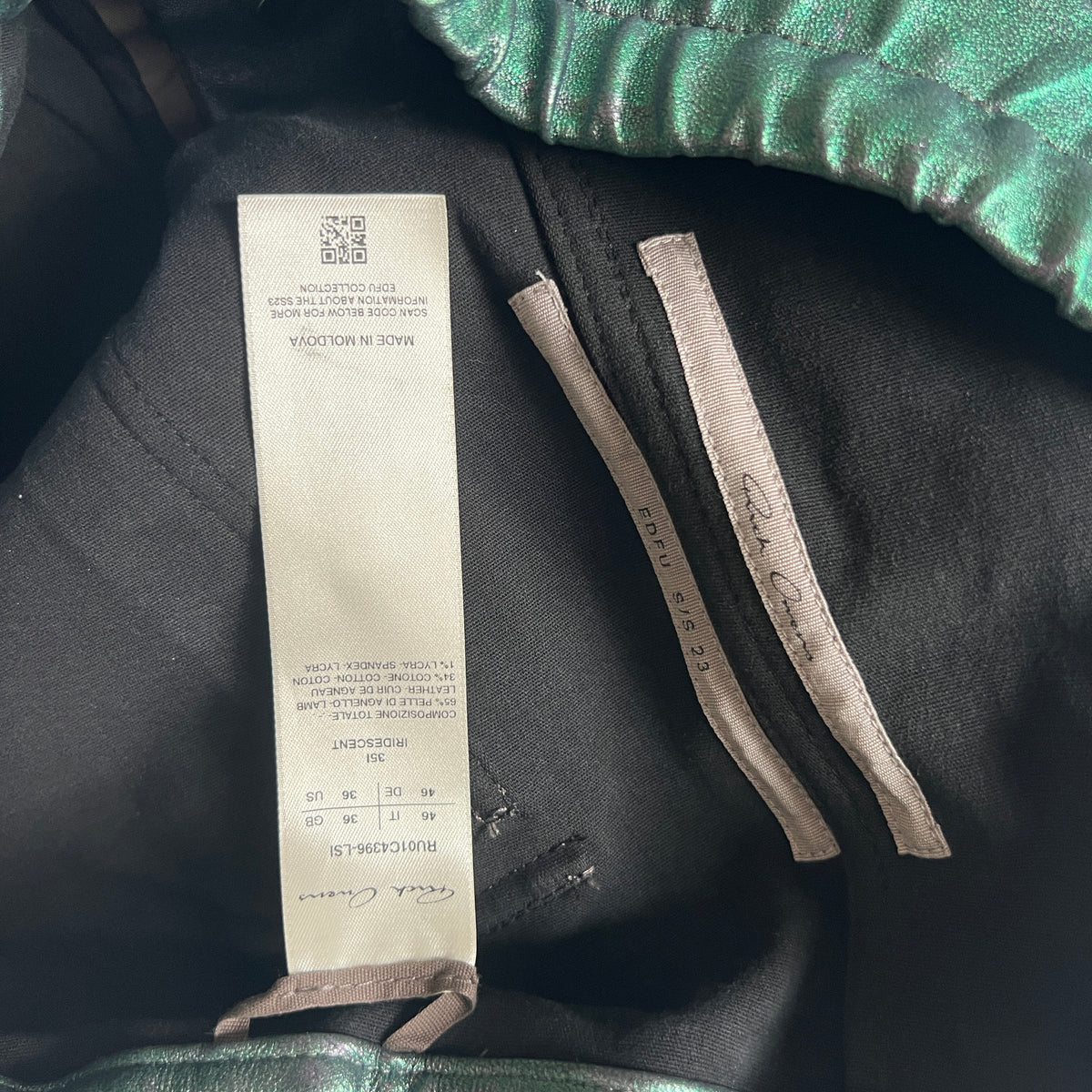 Rick Owens Mastodon Cargo Iriscendent Leather Pants