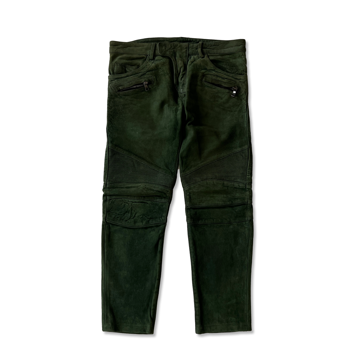 Balmain AW12 Forest Green Suede Biker