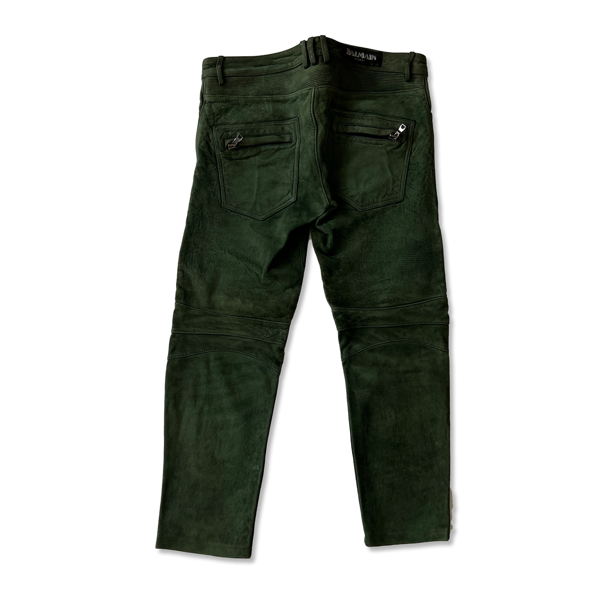 Balmain AW12 Forest Green Suede Biker