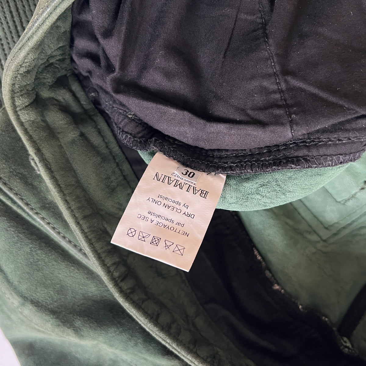 Balmain AW12 Forest Green Suede Biker