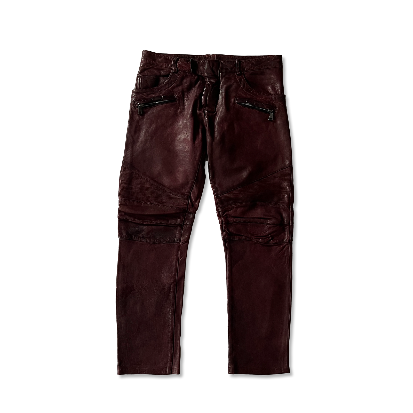 Balmain FW12 Burgundy Leather Pants
