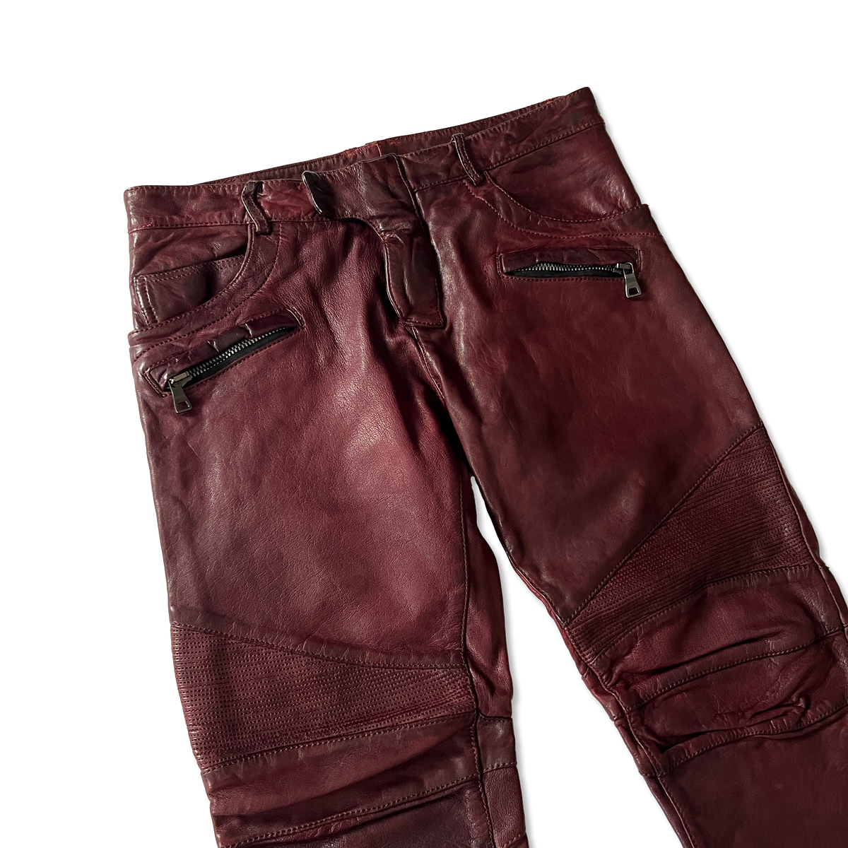 Balmain FW12 Burgundy Leather Pants