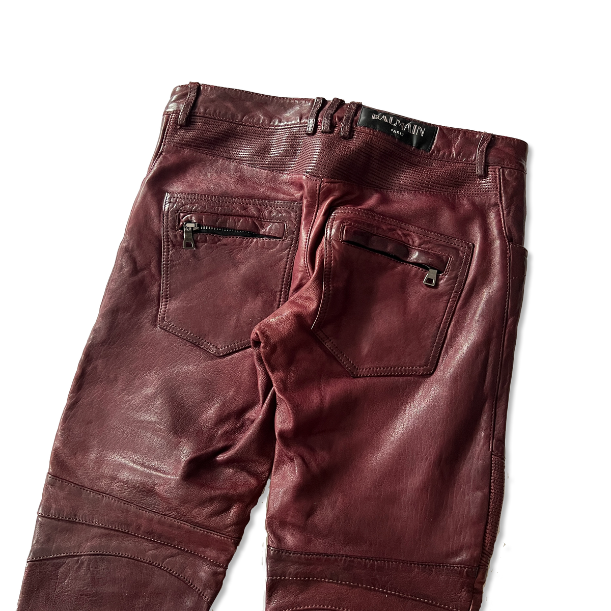 Balmain FW12 Burgundy Leather Pants