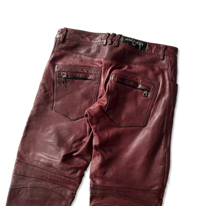 Balmain FW12 Burgundy Leather Pants