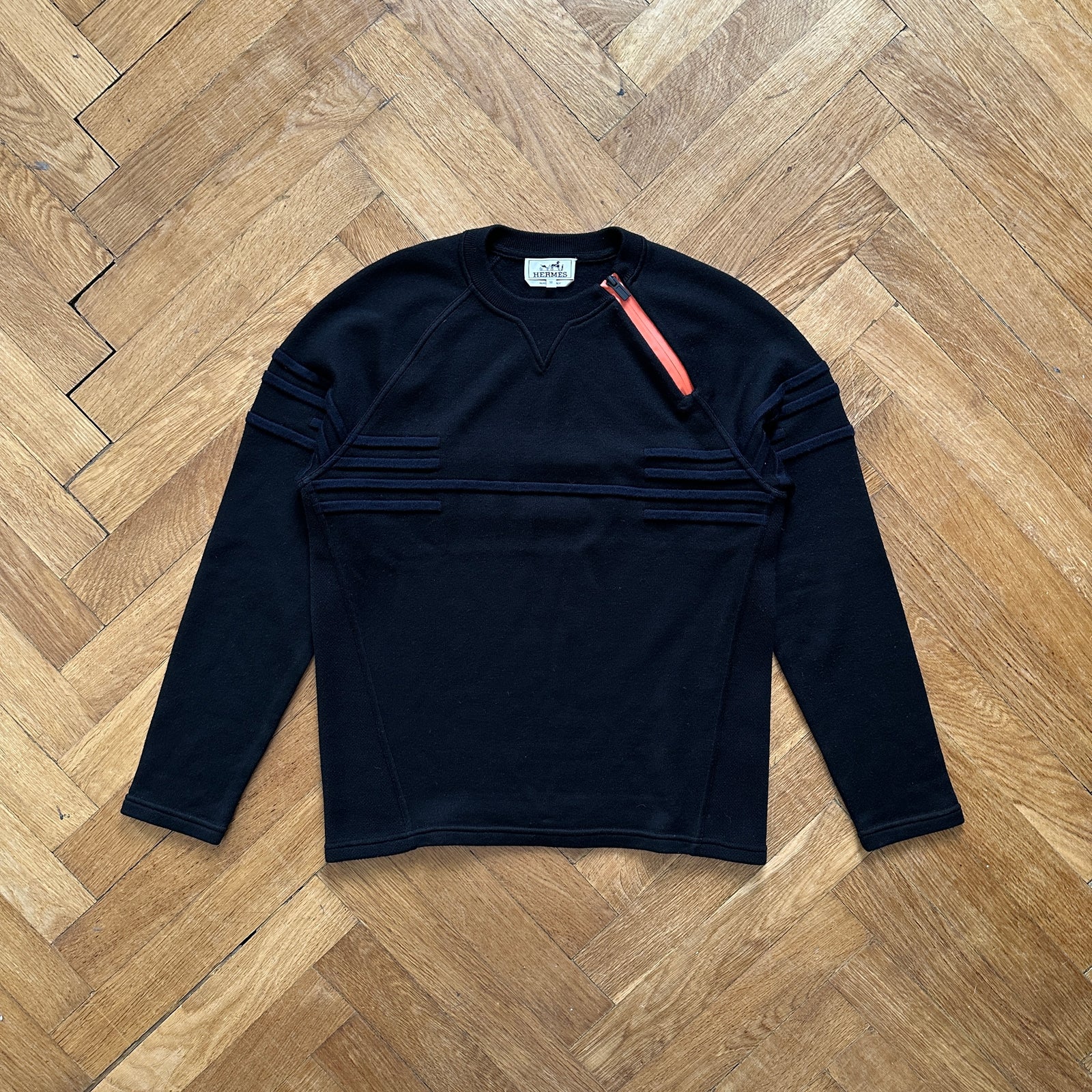 Hermès Orange Zip Detail Knit Sweater