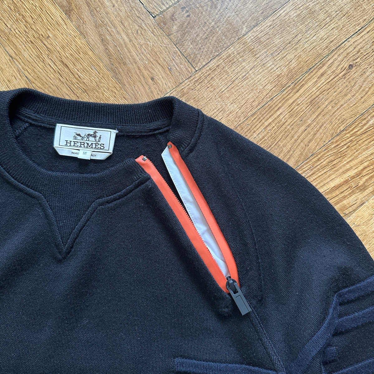 Hermès Orange Zip Detail Knit Sweater