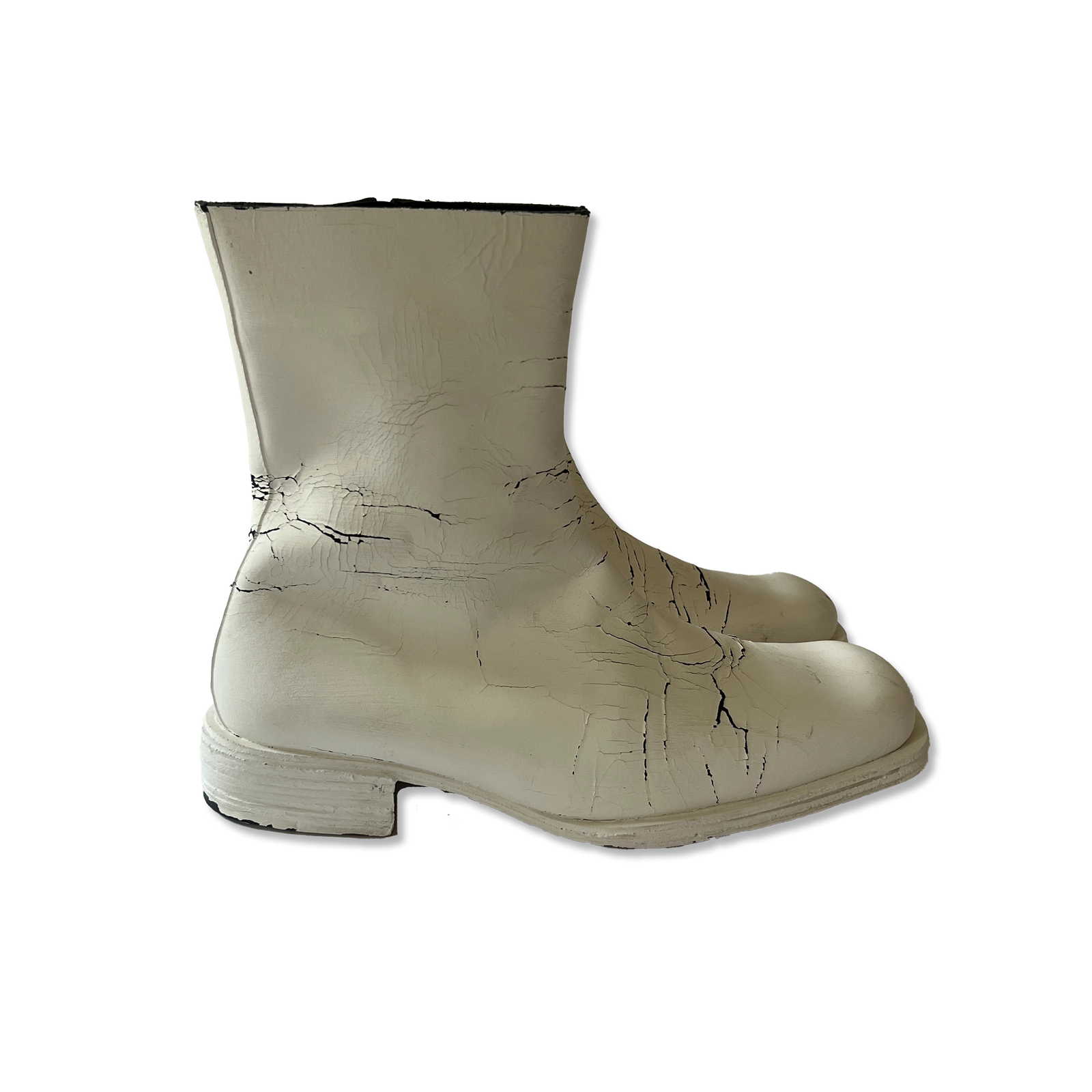 Maison Martin Margiela FW02 Artisanal Painted Square Toe Boots