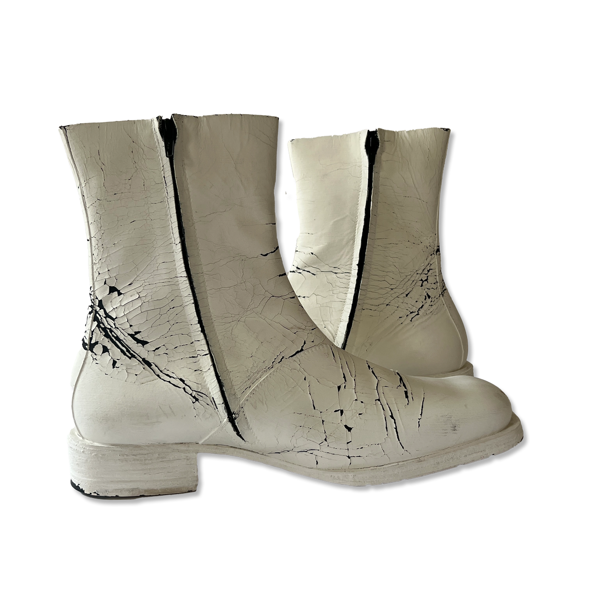 Maison Martin Margiela FW02 Artisanal Painted Square Toe Boots