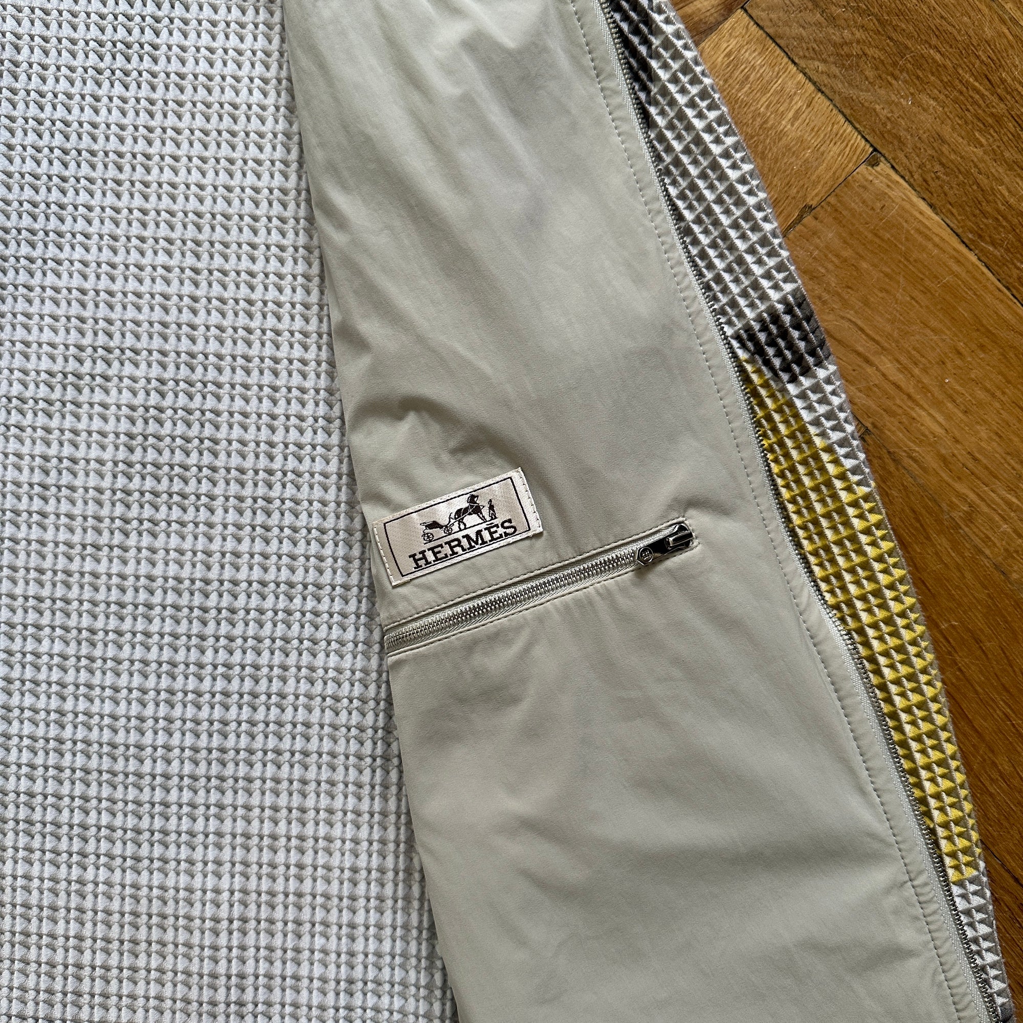 Hermès Mens Abstract Knit Waffle Knit Zip Up Jacket