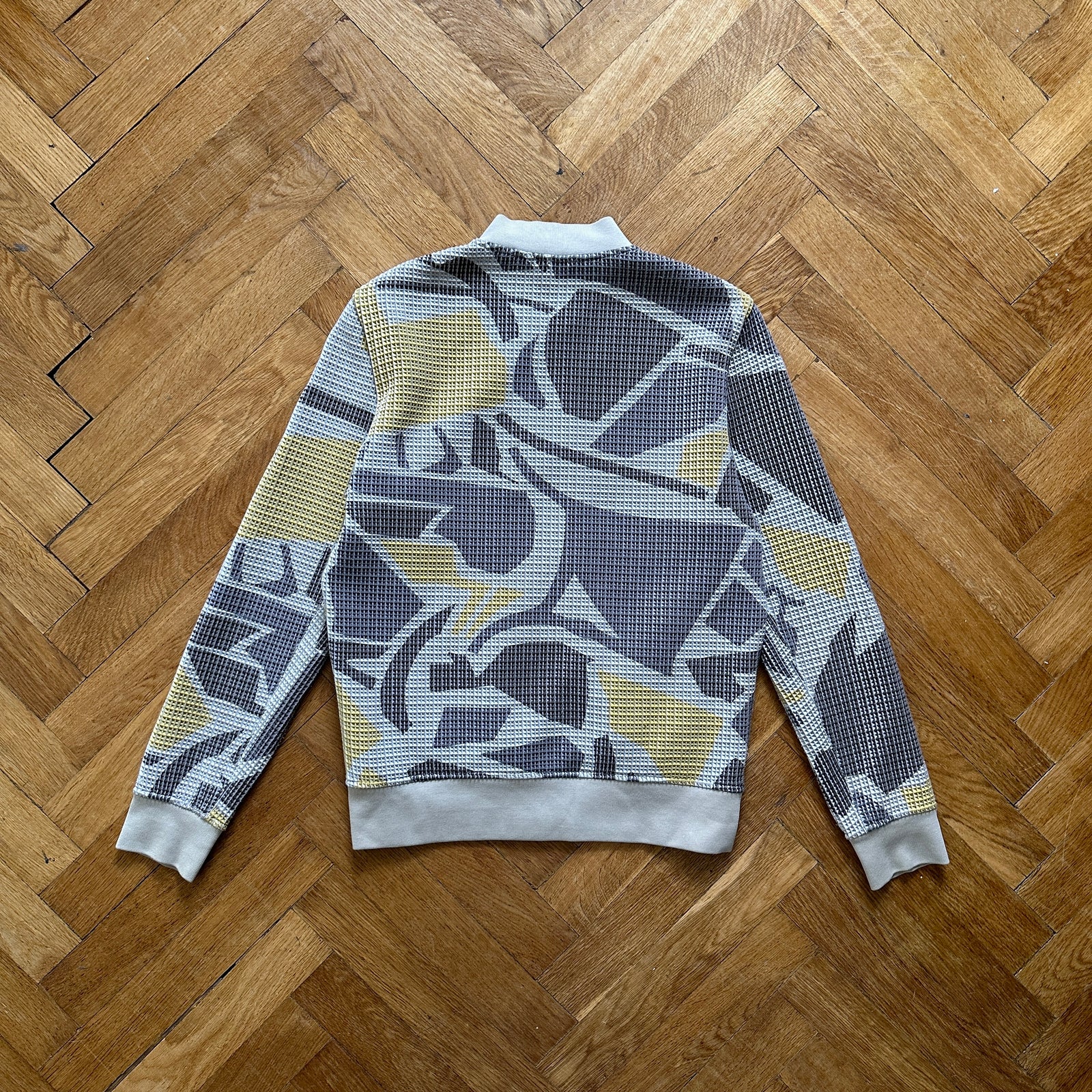 Hermès Mens Abstract Knit Waffle Knit Zip Up Jacket