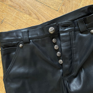 Chrome Hearts Fleur De Lis Biker Leather Pants