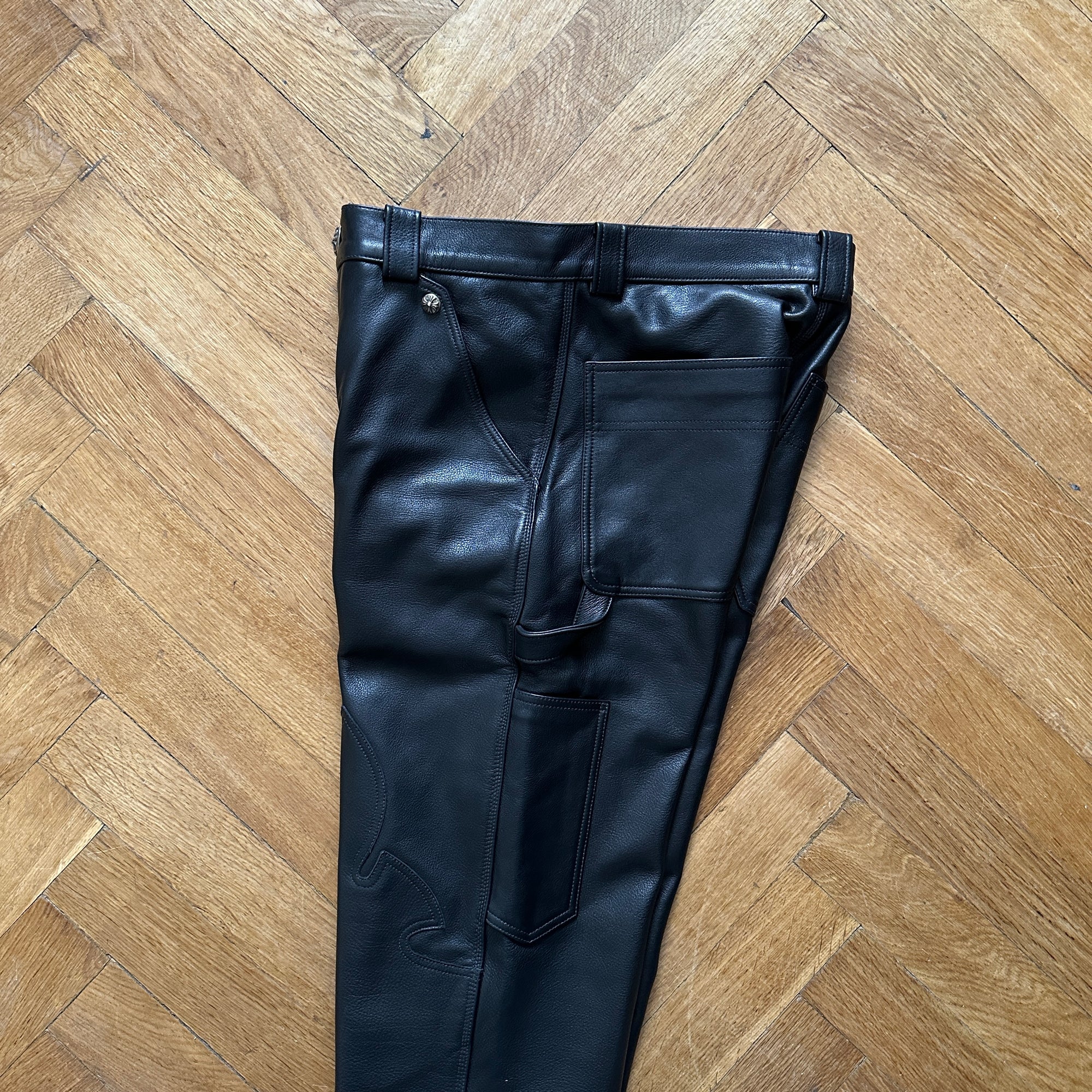 Chrome Hearts Fleur De Lis Biker Leather Pants