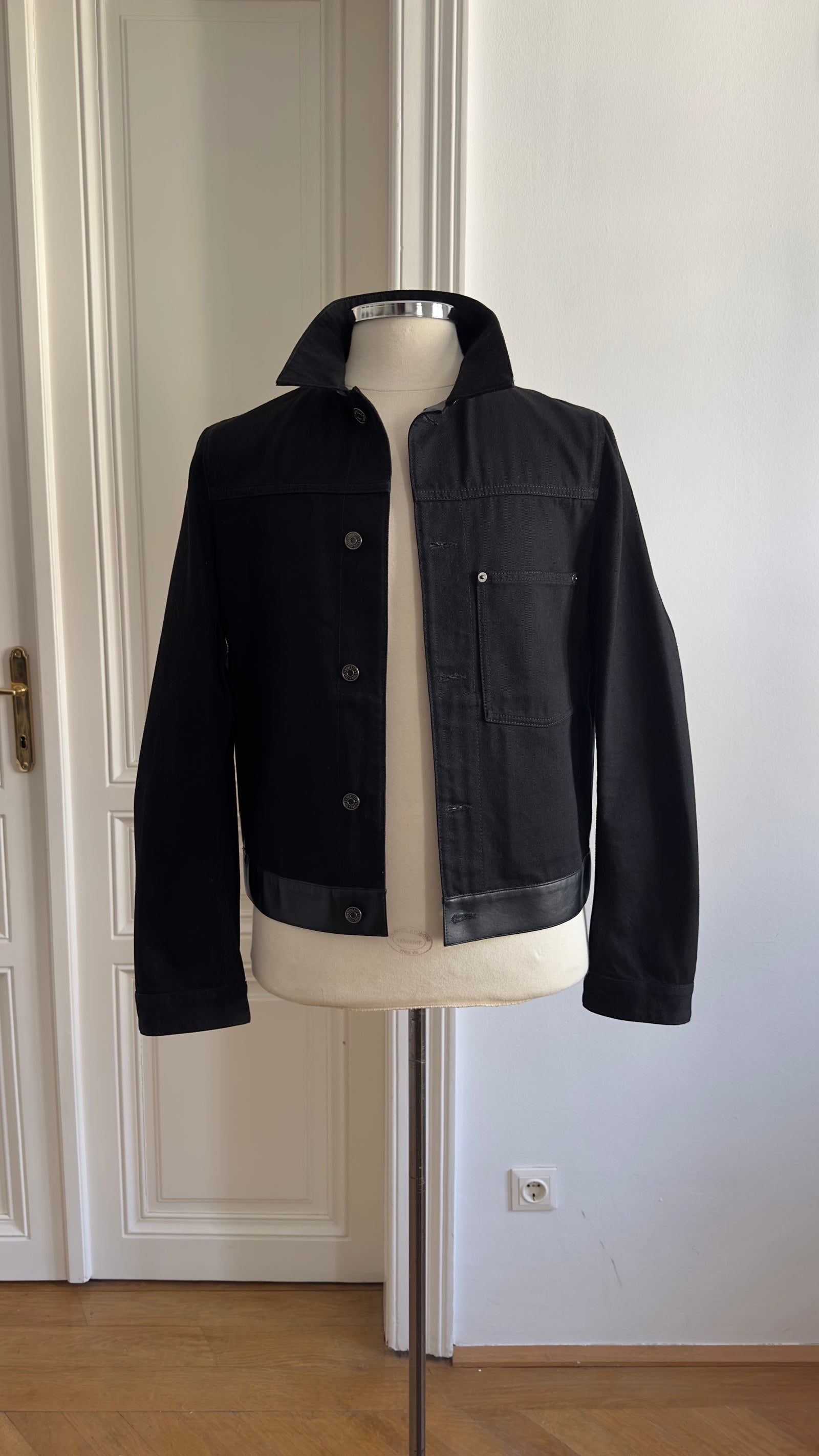 Berluti by Haider Ackermann Black Sample Denim Leather Jacket